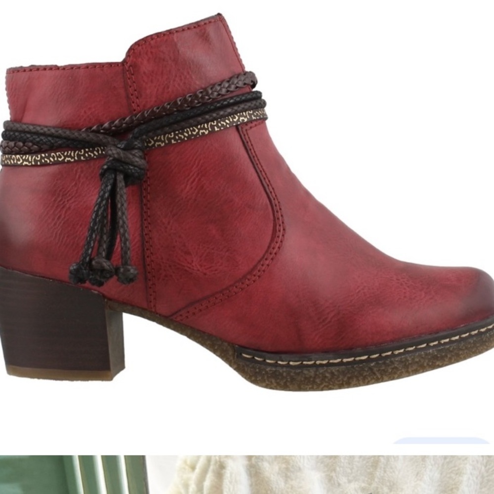 Rieker ankle boho biker moto booties. Burgundy